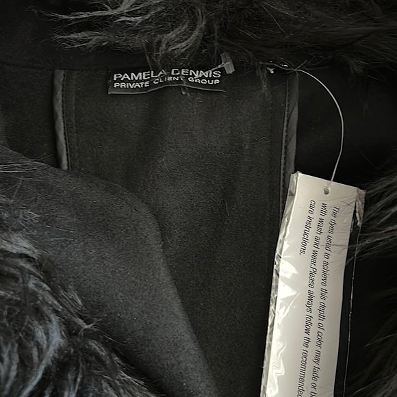 Pamela Dennis NWT Black Long Sleeve Fur Trimmed Collar Jacket Coat **Sz L**🌸🌸 - Picture 4 of 4